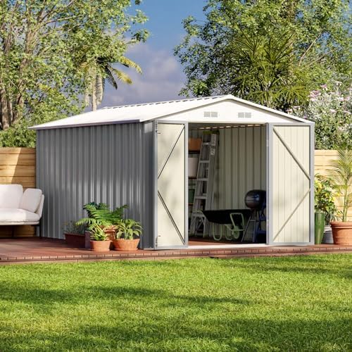 Patiowell 8 x 12 FT Outdoor Storage Shed, Metal Storage Shed, Gray by Patiowell
