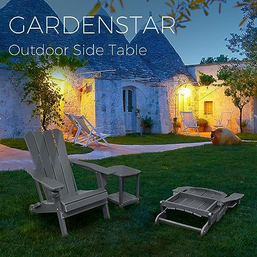 Adirondack Square Outdoor Side Table,2-Tier Storage Patio Side Table, HDPE End Tables for Backyard Pool Porch Garden Lawn (Pack of 2) - Image 2