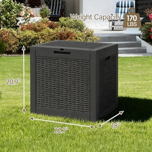 Outdoor Storage Waterproof Deck Box for Patio (35 Gallon, Black) - Image 2