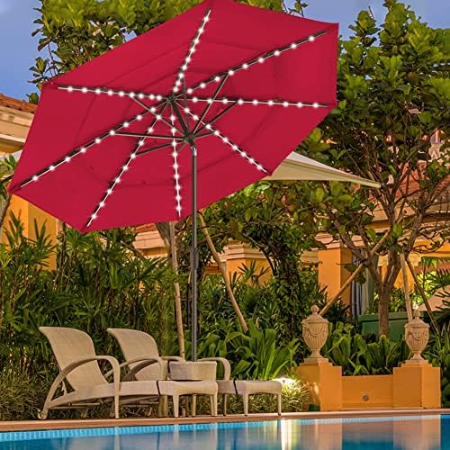 EliteShade USA 10-Year-Non-Fading 9ft 3-Tier Market Patio Umbrella, Commercial Table Umbrella with 80 Solar LED Lights, Crank Open, Windproof & UPF 50+ UV Protection for Garden, Deck, Pool, Backyard, Logo Red - Image 4