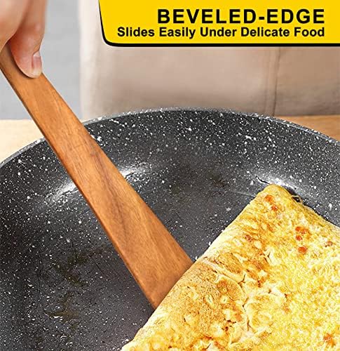 Non Toxic Wood Spatula for Cooking Spoon Teak Wooden Utensil Set Spurtle - Image 3