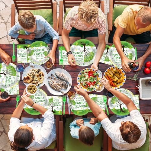 100Pcs Family Reunion Party Decorations Family Tree Reunion Plates Napkins Green Tree Welcome to Our Family Reunion Tableware Set Spring Family Reunion Party Supplies for Family Gathering 25 Guests - Image 7