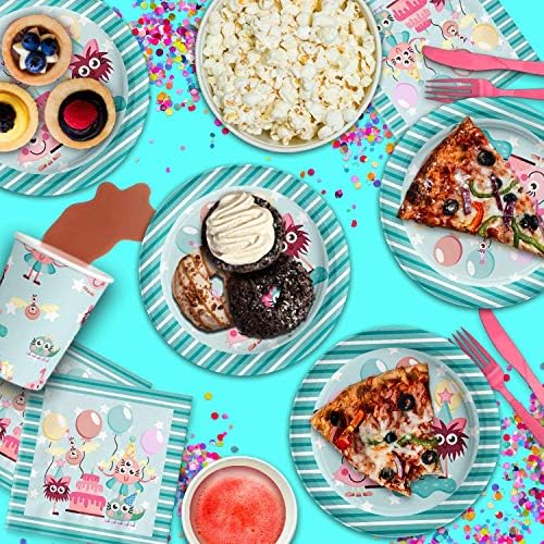 Mighty Monster Girl Birthday Party Supplies Set Plates Napkins Cups Tableware Kit for 16 - Image 6