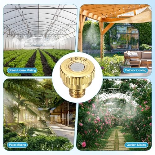 M METERXITY 10-Pack Brass Misting Nozzles, 0.008inch/0.2mm Orifice Heavy Duty 10/24 UNC Screw Thread Misting Nozzle Plug for Outdoor Spray Cooling System/Patio Mist System/Dust Control - Image 6