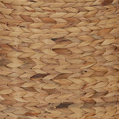 Household Essentials Round Handwoven Water Hyacinth Barrel Wicker Storage Basket Side Table, Natural Finish - Image 4