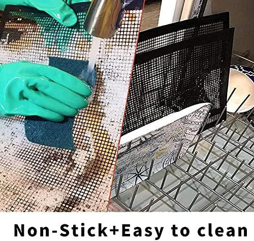 Grill Mesh Mat Set of 3 - Heavy Duty BBQ Non-stick Cooking Sheet Liners Reusable Teflon Barbecue Grilling Net for Outdoor Smoker, Pellet, Gas, Charcoal Grills (15.7x13 Inch) - Image 6