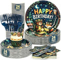 120Pcs Camping Adventure Birthday Paper Plates and Napkins Party Supplies by CENLBJ