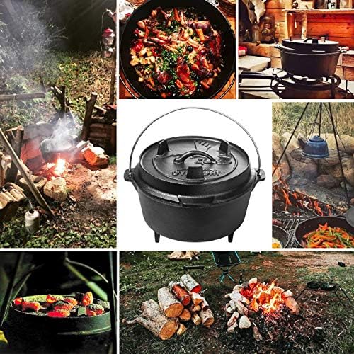 Overmont 6QT Cast Iron Dutch Oven - Pre-Seasoned Pot with Lid Lifter & Legs - Image 6