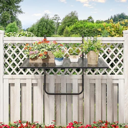 Tangkula 24" Folding Balcony Railing Table for 2.4" Thick - Image 4