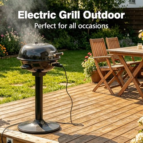 Electric Grill Outdoor, CUSIMAX Electric BBQ Grill, Portable BBQ with Lid - Image 2