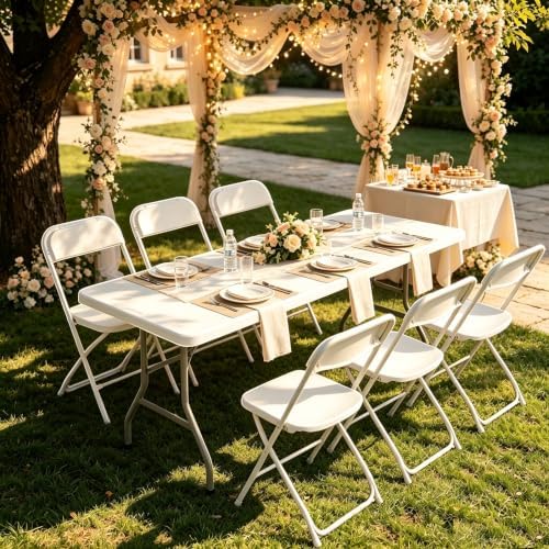 Portable 7-Piece 8 Feet Folding Table and Chairs Set for 6-Person - Image 2