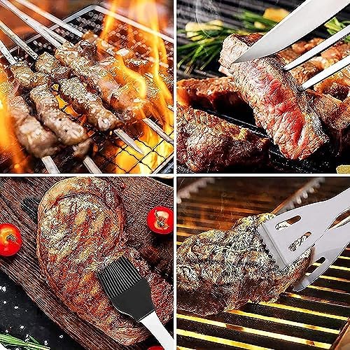 BBQ Accessories Kit - 20pcs Stainless BBQ Grill Tools Set for Smoker Camping Barbecue Grilling Tools BBQ Utensil Set Outdoor Cooking Tool Set with Canvas Bag Gift for Thanksgiving Day, Christmas - Image 3