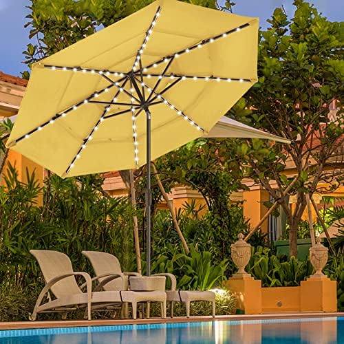 EliteShade USA 10-Year-Non-Fading 9ft 3-Tier Market Patio Umbrella, Commercial Table Umbrella with 80 Solar LED Lights, Crank Open, Windproof & UPF 50+ UV Protection for Garden, Deck, Pool, Backyard, Sunflower Yellow - Image 4