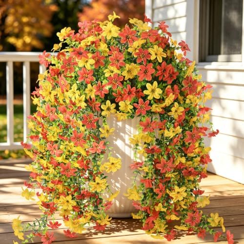 INQCMY Artificial Fake Hanging Flowers Plants for Outdoor Fall Decoration by INQCMYPlantRack
