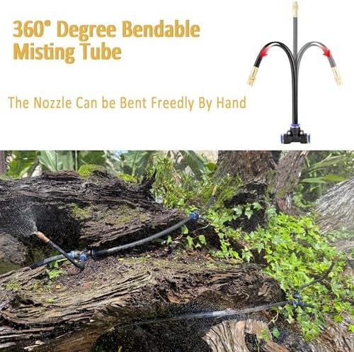 360°Bendable Automatic Irrigation System, 50Ft Adjustable Garden Watering Misting System for Outdoor Cooling System, Trampoline, Greenhouse, Lawn, Plant, Water Mister Nozzles Thread Sprayer 0.043" - Image 4