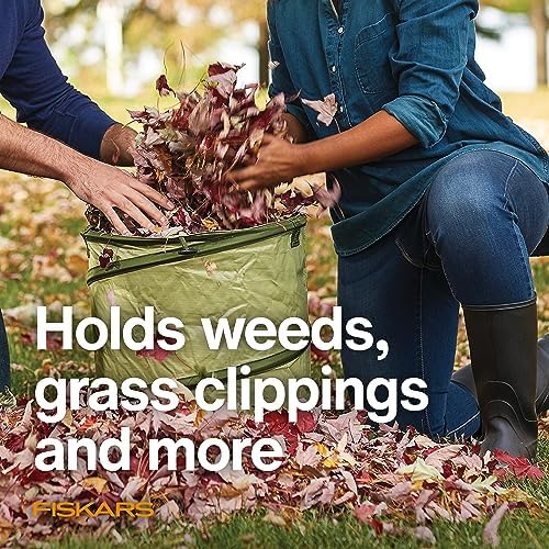 Fiskars Kangaroo Collapsible Garden Bag with Heavy Duty Hardshell Bottom for Leaf and Yard Waste, 30-Gallon Reusable Container for Lawn Care and Gardening - Image 4