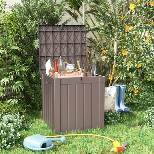 70 Gallon Resin Deck Box, Outdoor Storage Box, Waterproof UV Resistant Lockable，Weatherproof Organizer for Patio Furniture Cushions, Pool Accessories, Garden Tools, Indoor & Outdoor Use, Grey - Image 3