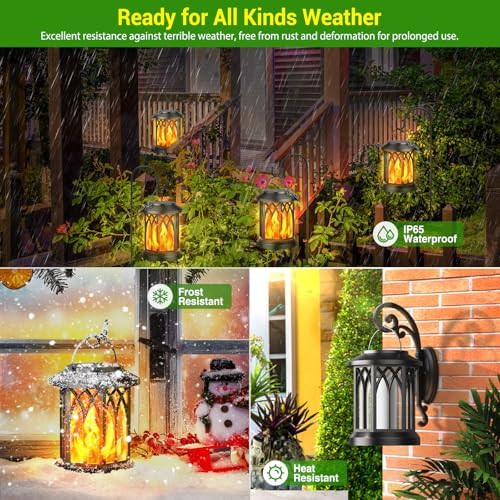 KOOPER 6 Pack Solar Lantern Outdoor Lights, Upgraded Flickering Flame Solar Lanterns Outdoor Waterproof, Auto ON/OFF Lanterns Decorative Outdoor, Hanging Lantern for Yard Patio Lawn Table Garden Decor - Image 5