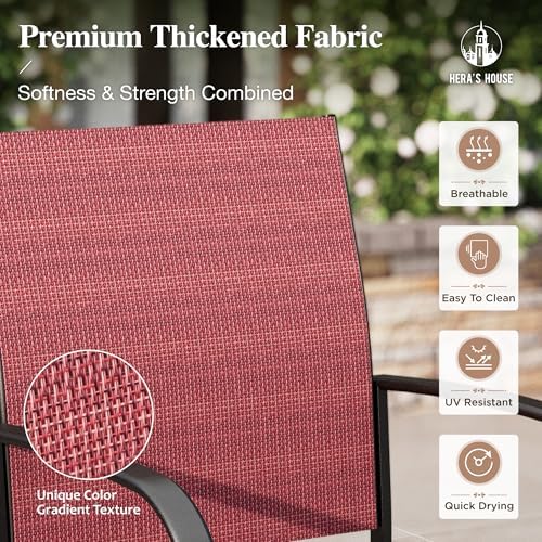 HERA'S HOUSE 9pc Outdoor Patio Dining Set for 8, Textilene Chairs, Red - Image 2