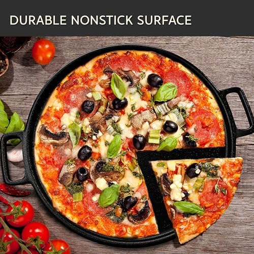 Home-Complete Cast Iron Pizza Pan, Even-Heating Cast Iron Cookware, 14” - Image 2