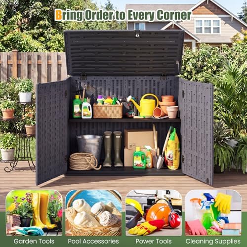 Tangkula 20 Cu.Ft Large Outdoor Storage Cabinet w/Adjustable Shelf - Image 4
