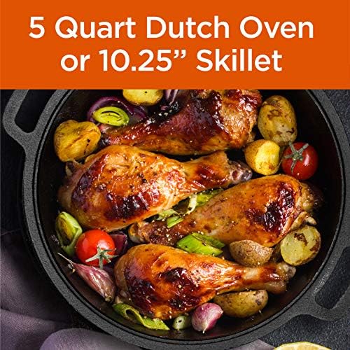 Commercial Chef 2-in-1 5-Qt. Dutch Oven, 10.25-Inch Skillet Lid, CHFL508 - Image 3