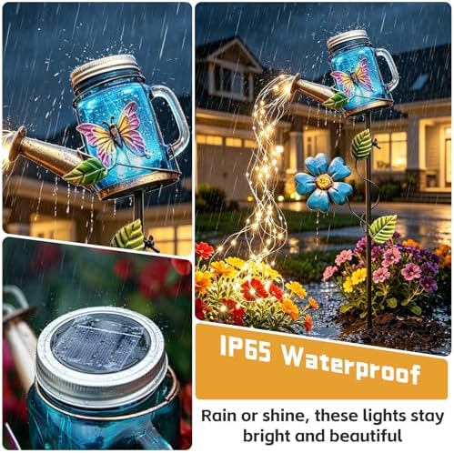 SRNPMIU Solar Watering Can Light, Butterfly Outdoor Decor Lights - Image 4