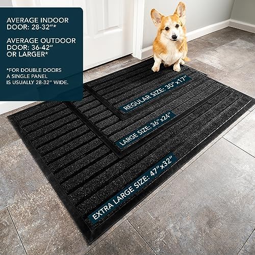 ubdyo Extra Durable Door Mat Outside Entrance (30" x 17", Bright Black) - Image 3