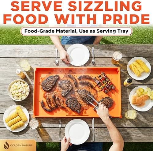 36" Silicone Griddle Mat - Flame Orange - Flat Top Grill Protector - Extra Thick Outdoor Protective Cover for 36 Inch Blackstone Griddles - High Heat Resistant, Food Grade Covering - by Golden Nature - Image 7