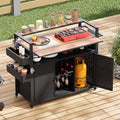 LUMISOL Outdoor Storage Cabinet with Extended Table Top, Outdoor Grill Cart with Storage Cabinet, 52.8" W Kitchen Island on Wheels for Backyard Garden, Double Handle, Black by LUMISOL