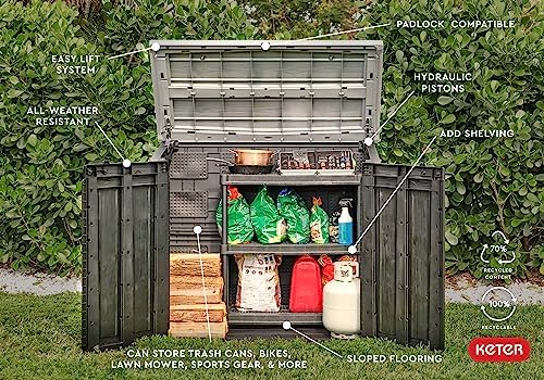 Keter Store-It-Out Prime XL 4.75 x 2.6 Foot Resin Outdoor Storage Shed with Double Doors and Easy Lift Hinges, Perfect for Trash Cans, Garden and Yard Tools, and Pool Toys, Black - Image 5