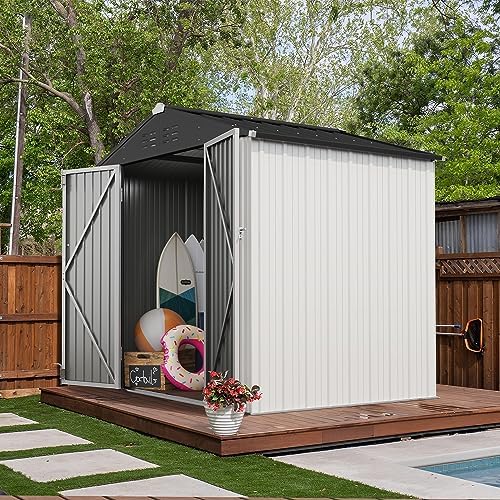 Devoko 8x6 FT Outdoor Storage Shed, White - Image 5