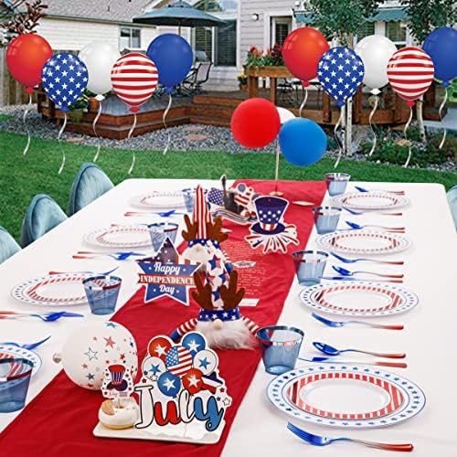 LIYH 180 Pcs 4th of July Plates - Red White and Blue Plastic Silverware & Patriotic Party Supplies Include Dinner & Dessert Platos, Forks, Knives, Spoons, Cups 4th of July Decorations - Image 7