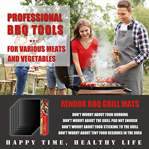 Grill Mat Set of 6, Non-Stick, 15.75 x 13 Inch, Black - Image 2