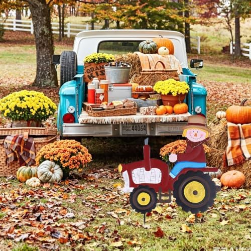 YEAHOME Fall Decorations Outdoor, Metal Scarecrow Tractor Decorative Garden Stakes for Fall Decor, Scarecrow Yard Signs for Home Outside Garden Lawn Porch Farm Thanksgiving Decorations Outdoor - Image 6