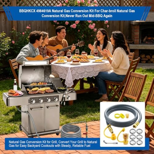 4984619A Natural Gas Conversion Kit Compatible with Char-Broil Commercial & Signature Series Dual Fuel Grill(2008 to 2019), Propane to Natural Gas Conversion Kit w/ CSA Gas Hose & 3/8" Quick Connect. - Image 2