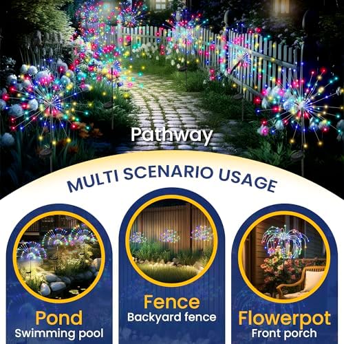 GIGALUMI 8 Pack Solar Firework Lights Outdoor, Garden Decor, Multicolored - Image 4