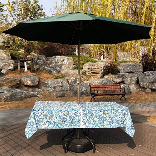 EHouseHome Outdoor Indoor 60x84 inch Rectangle Tablecloth with Umbrella Hole and Zipper, Waterproof Zippered Patio Table Cloths, Spring/Summer Table Covers for Backyard Circular Table/BBQs/Picnic - Image 2