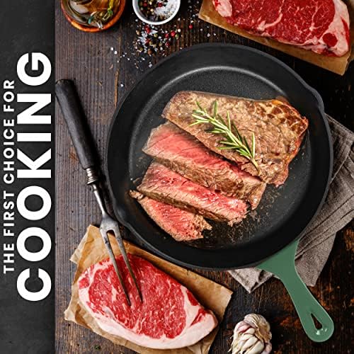 Utopia Kitchen Cast Iron Skillet Set 3 Piece 6 8 10 Inch PFAS-Free Green - Image 6