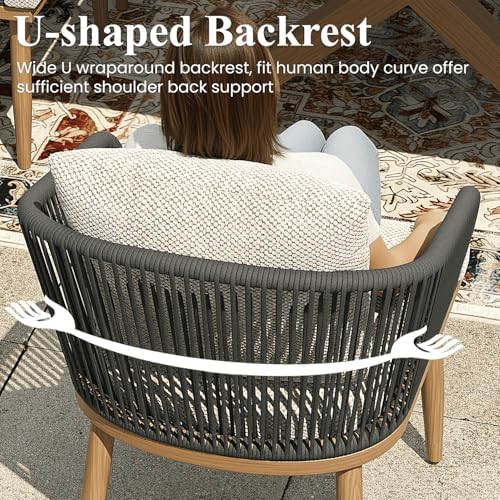 LayinSun 5 Pieces Outdoor Patio Dining Set, Aluminium Rectangular Dining Table and Wicker Rattan Chairs Set for Outside Backyard, Poolside - Image 3
