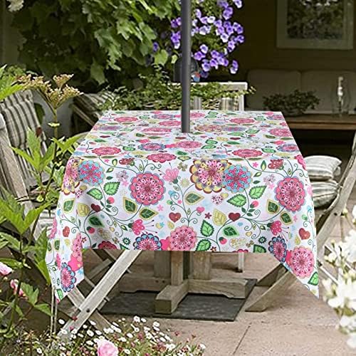 EHouseHome Outdoor Indoor 60inch SquareTablecloth with Umbrella Hole and Zipper, Waterproof Zippered Patio Table Cloths, Spring/Summer Table Covers for Backyard Circular Table/BBQs/Picnic - Image 4