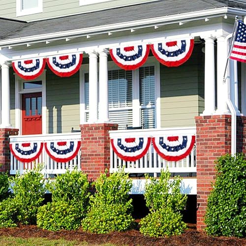 2x4 Ft American Bunting Flags Outdoor, USA Pleated Fan Flag for Outside, 4th of July Decorations Memorial Day Patriotic Flags Bunting Outdoor Indoor Decor (Set of 3) - Image 4