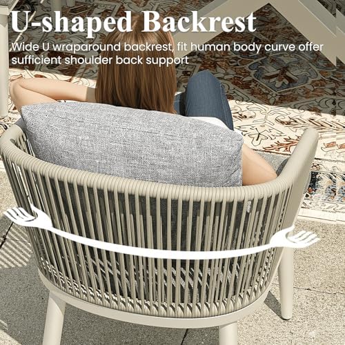 LayinSun 13 Pieces Outdoor Patio Dining Set, Aluminium Rectangular Dining Table and Wicker Rattan Chairs Set for Outside Backyard, Poolside - Image 3