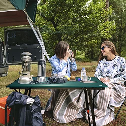 VILLEY Portable Camping Table with Adjustable Legs, Aluminum Folding Table - Image 2