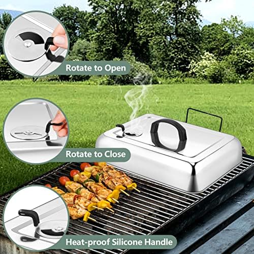 Leonyo 13x9IN Stainless Steel Griddle Basting Cover Dome With Vent, 2 Pack - Image 4