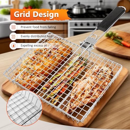 Fish Grill Baskets for Outdoor Grill, Deep Grilling Rack - Image 2