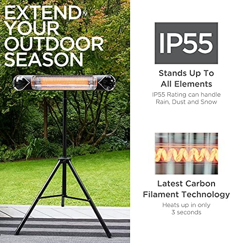 Briza Infrared Electric Patio Heater - Indoor/Outdoor Heater - Portable Wall/Garage Heater - 1500W - use with Stand - Mount to Ceiling/Wall) - Image 2