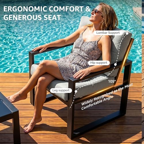 NATURAL EXPRESSIONS 4 Pieces Patio Furniture Sets, Modern Metal Patio Set - Image 3
