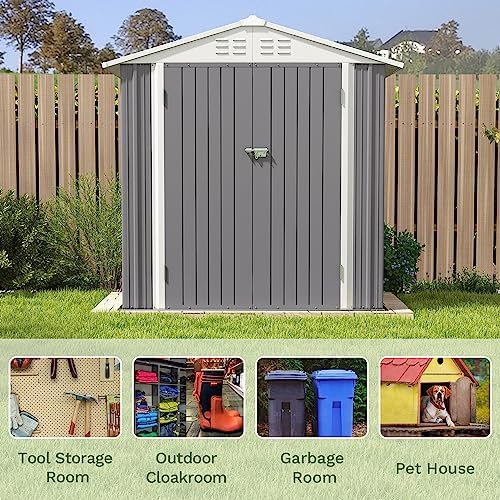 Patiowell 6x4 FT Outdoor Storage Shed, Metal Outdoor Sheds with Vents&Lock - Image 4