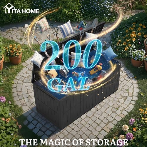 YITAHOME 200 Gallon Large Outdoor Storage Box XL Resin Deck Box with Lock - Image 2